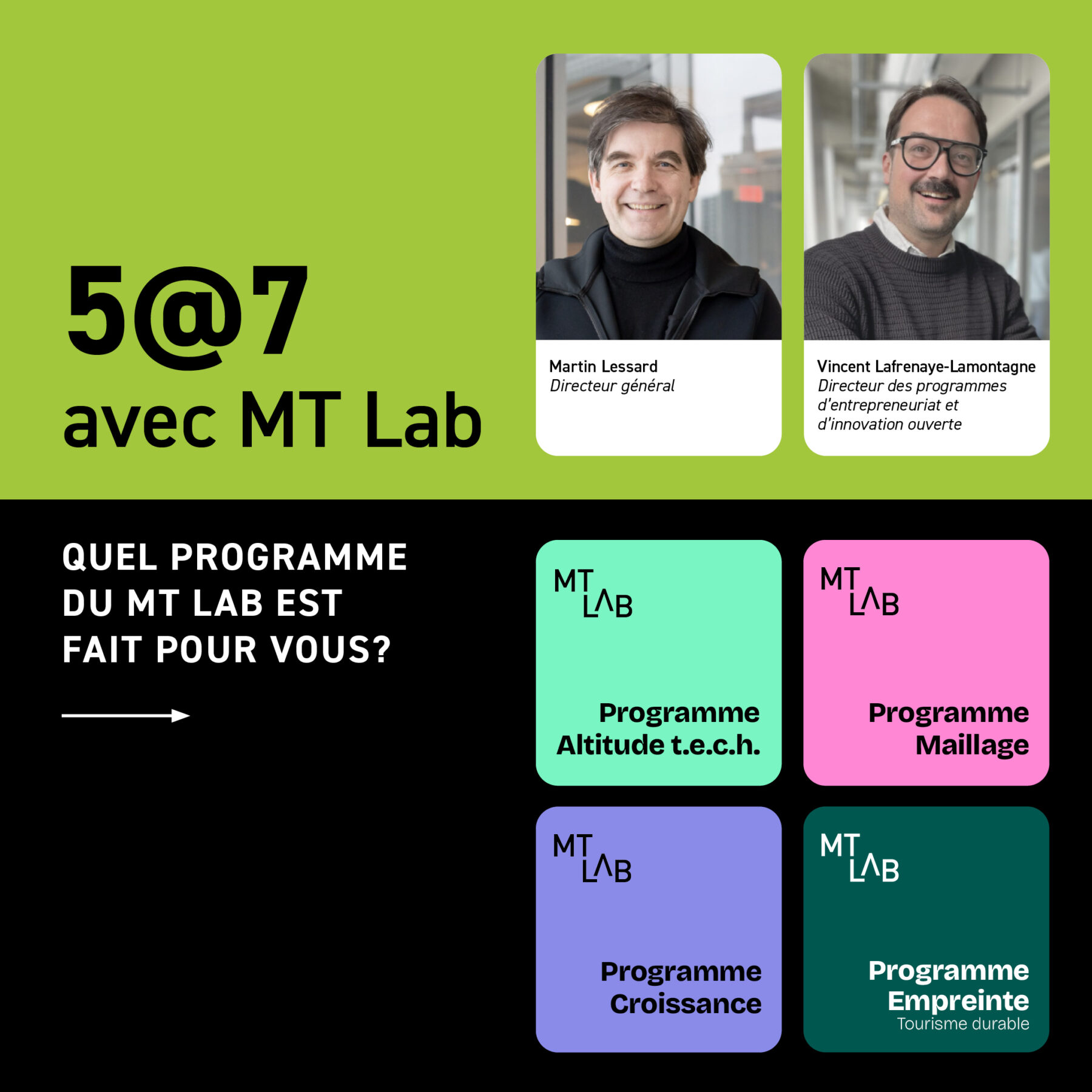 affiche 5 à 7 avec MT Lab un événement organisé par Magog Technopole